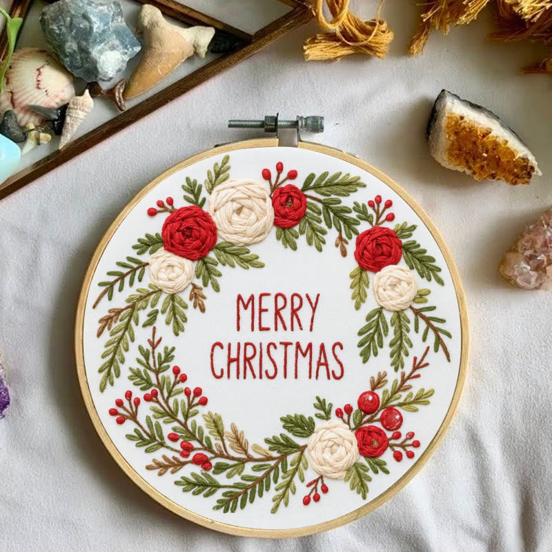 Rubbyoo Embroidery Kit - Christmas Wreath | Floral Christmas Craft | Diy Ornament Art - image 7
