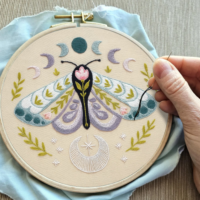 Rubbyoo Embroidery Kit - Celestial Lunar Moth | Creative Handmade Craft | Unique Hanging Ornament - image 3