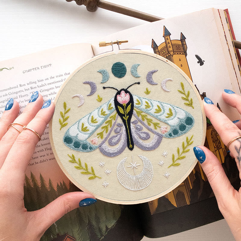 Rubbyoo Embroidery Kit - Celestial Lunar Moth | Creative Handmade Craft | Unique Hanging Ornament - image 8