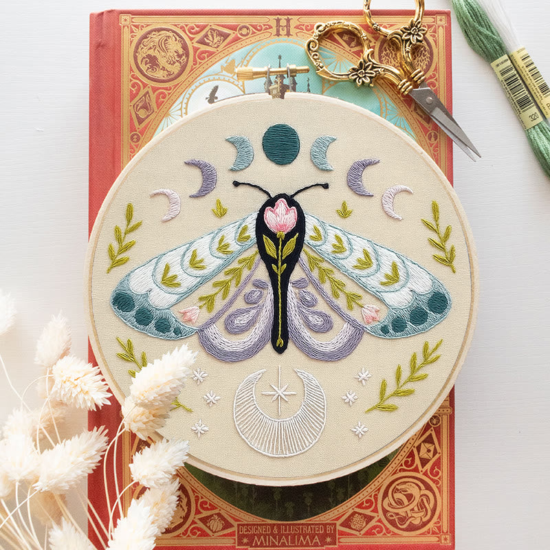 Rubbyoo Embroidery Kit - Celestial Lunar Moth | Creative Handmade Craft | Unique Hanging Ornament - image 9