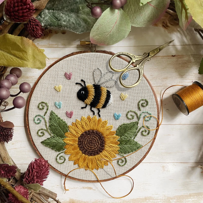 Rubbyoo Embroidery Kit - Sunflower Bee | Diy Floral Insect Art  | Perfect Handicraft For Beginner  - image 6