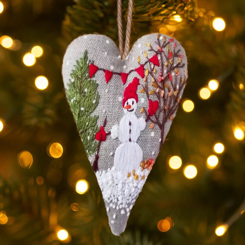 Rubbyoo Heart Embroidery Kit - Making Snowman | Unique Winter Craft | Christmas Hanging Decoration - image 6