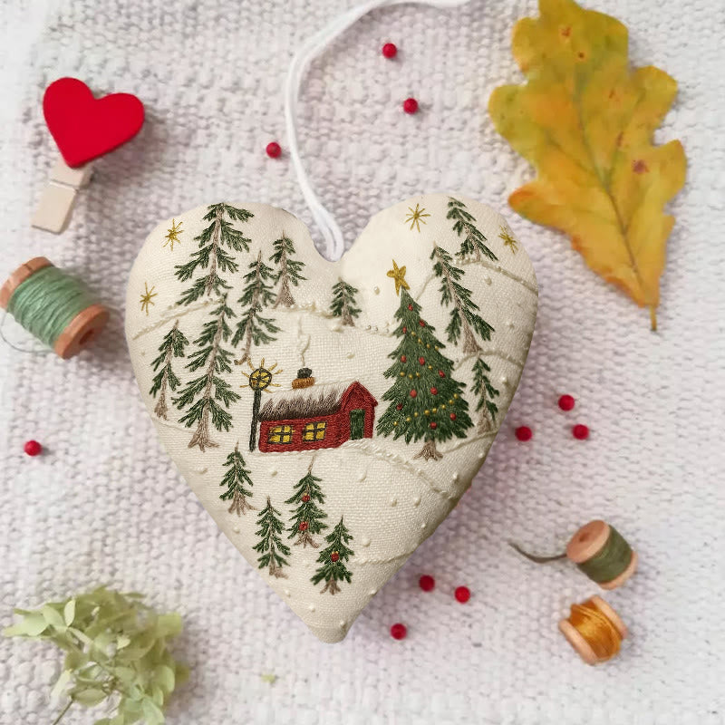 Rubbyoo Heart Embroidery Kit - Christmas Town | Creative Winter Decor | Perfect Christmas Gift  - 6 inches hoop kit - image 0