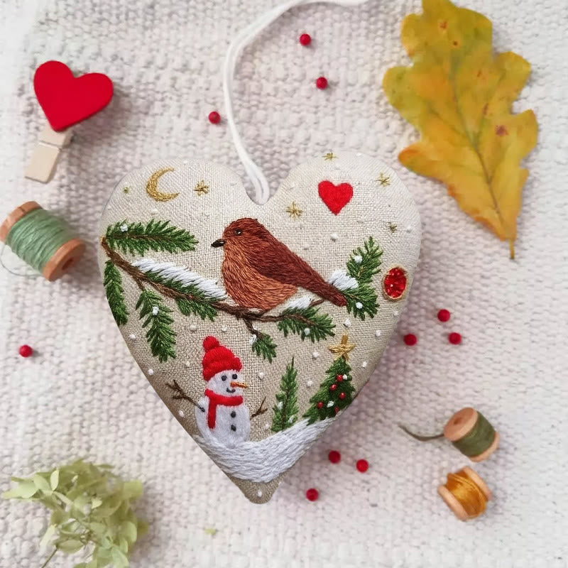 Rubbyoo Heart Embroidery Kit - Snowy Night | Diy Christmas Tree Ornament | Nice Handmade Collection  - 6 inches hoop kit - image 0