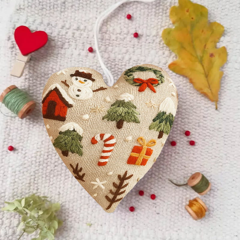 Rubbyoo Heart Embroidery Kit - Christmas Present | Unique Christmas Collection | Diy Heart Decor  - 6 inches hoop kit - image 0