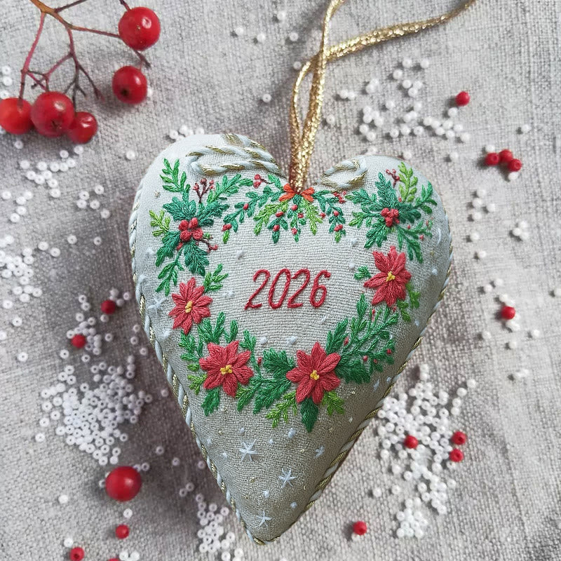 Rubbyoo Heart Embroidery Kit - New Year Wreath | Diy Heart Ornament | Nice For Christmas Gifts - image 3