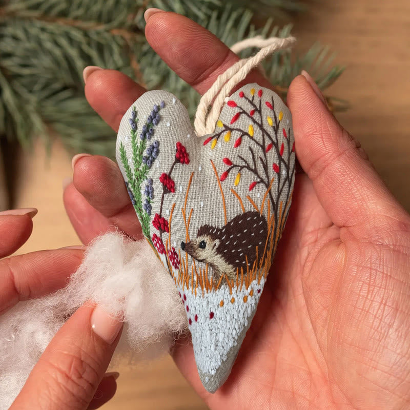 Rubbyoo Heart Embroidery Kit - Little Hedgehog | Winter Home Decor | Diy Animal Craft - image 6