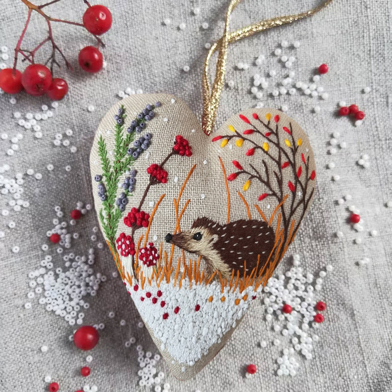 Rubbyoo Heart Embroidery Kit - Little Hedgehog | Winter Home Decor | Diy Animal Craft - image 3