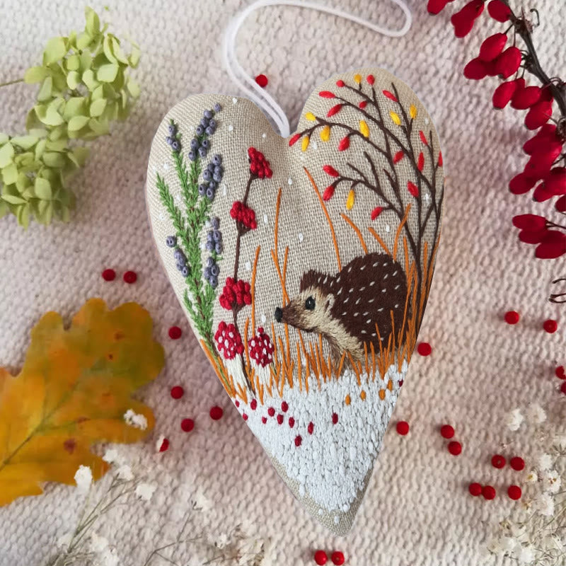 Rubbyoo Heart Embroidery Kit - Little Hedgehog | Winter Home Decor | Diy Animal Craft - image 4