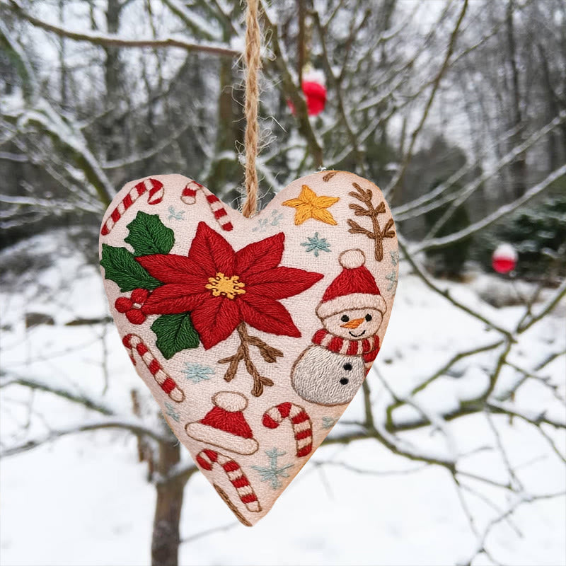 Rubbyoo Heart Embroidery Kit - Christmas Poinsettia | Christmas Handmade Craft | Diy Needle Artwork  - image 1