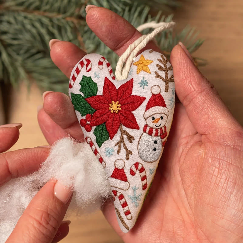 Rubbyoo Heart Embroidery Kit - Christmas Poinsettia | Christmas Handmade Craft | Diy Needle Artwork  - image 6