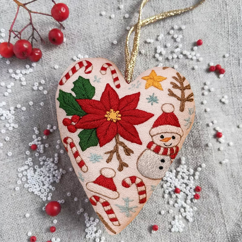 Rubbyoo Heart Embroidery Kit - Christmas Poinsettia | Christmas Handmade Craft | Diy Needle Artwork  - image 3