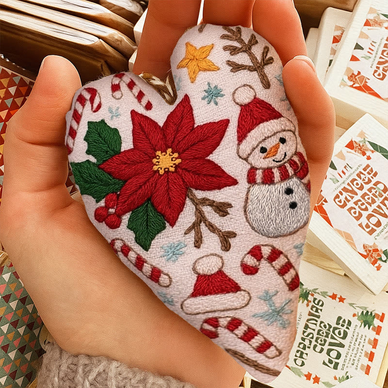 Rubbyoo Heart Embroidery Kit - Christmas Poinsettia | Christmas Handmade Craft | Diy Needle Artwork  - image 7