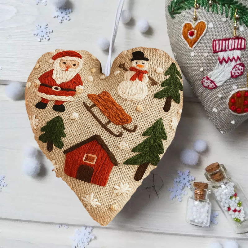 Rubbyoo Heart Embroidery Kit - Christmas Sled | Christmas Tree Adornment | Kid Embroidered Craft  - image 2