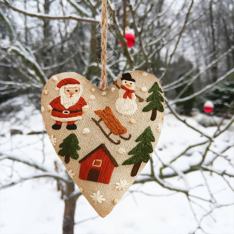 Rubbyoo Heart Embroidery Kit - Christmas Sled | Christmas Tree Adornment | Kid Embroidered Craft  - image 3