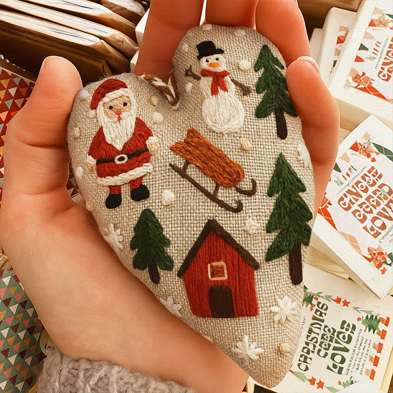 Rubbyoo Heart Embroidery Kit - Christmas Sled | Christmas Tree Adornment | Kid Embroidered Craft  - image 8