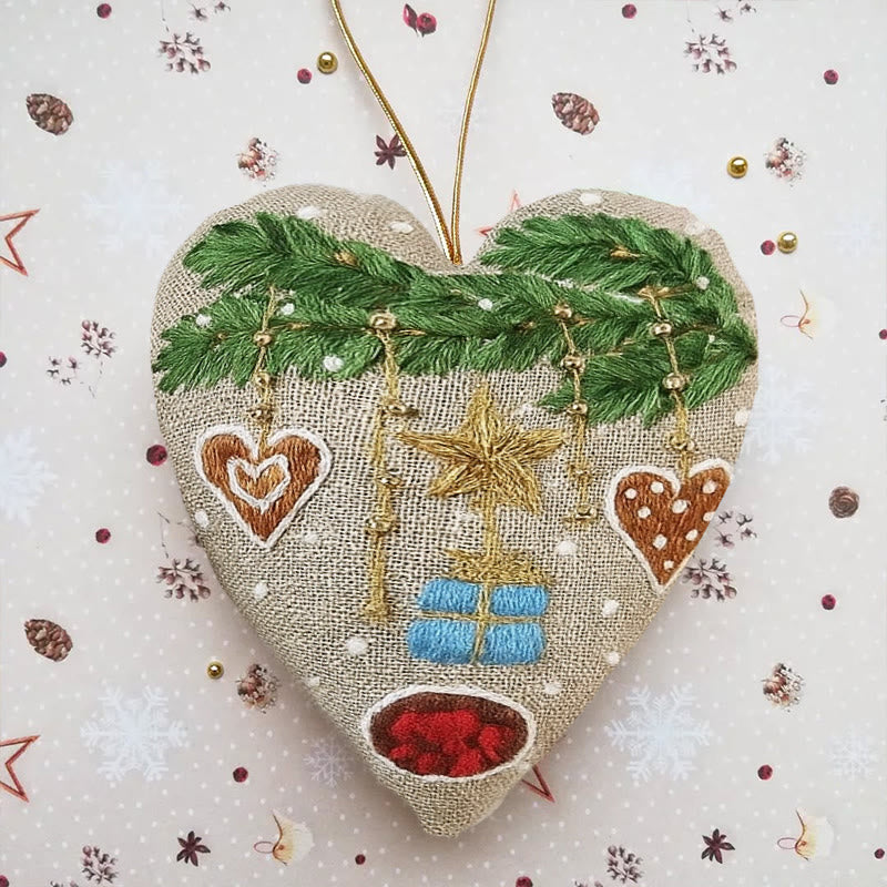 Rubbyoo Heart Embroidery Kit - Christmas Gift | Christmas Heart Stitch | Diy Holiday Collection - 6 inches hoop kit - image 1