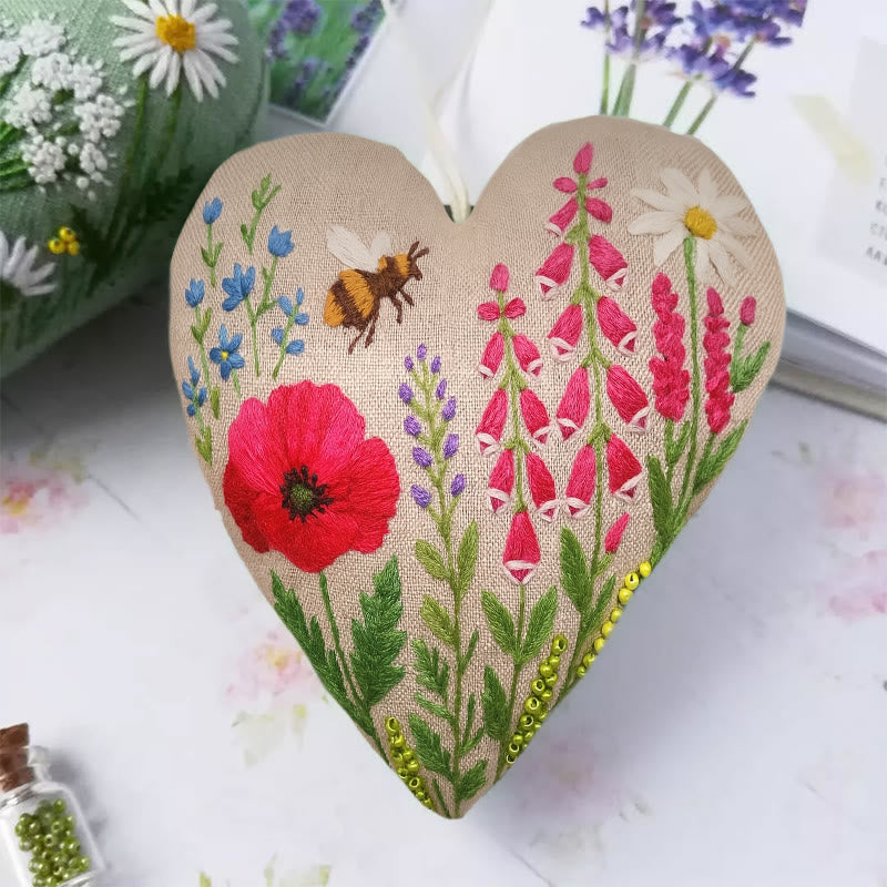 Rubbyoo Heart Embroidery Kit - Spring Flower | Perfect Handmade Gift For Her | Diy Decorative Craft  - image 1