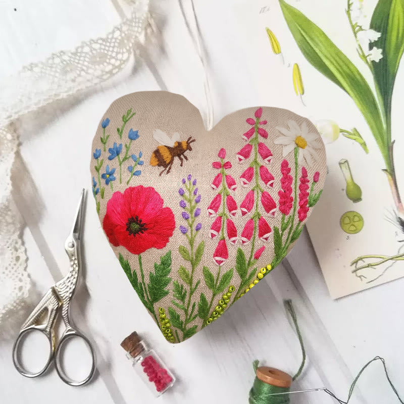 Rubbyoo Heart Embroidery Kit - Spring Flower | Perfect Handmade Gift For Her | Diy Decorative Craft  - 6 inches hoop kit - image 0