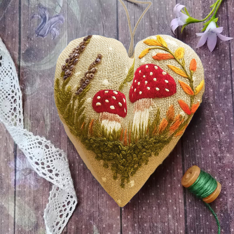 Rubbyoo Heart Embroidery Kit - Red Mushroom | Personalized Needle Craft |  Diy Handmade Art  - image 2
