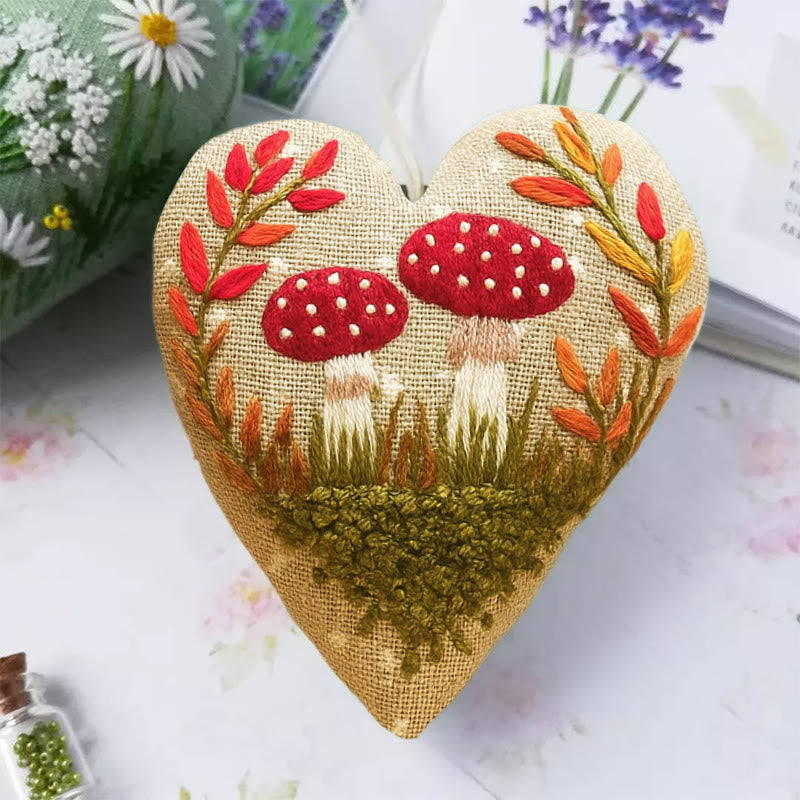 Rubbyoo Heart Embroidery Kit - Red Mushroom | Personalized Needle Craft |  Diy Handmade Art  - image 1