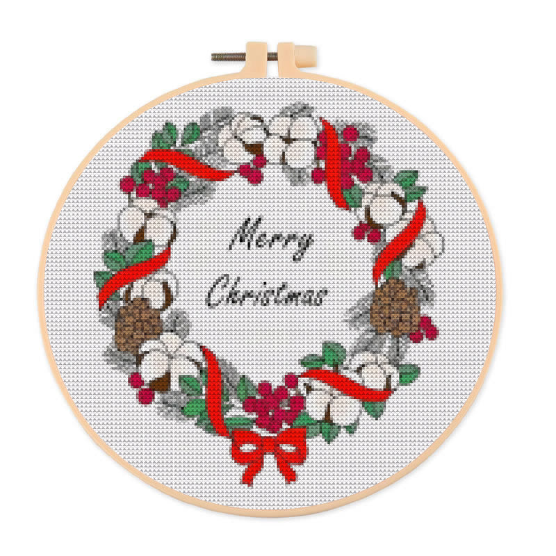  Cross Stitch Kit - Marry Christmas |  Diy Winter Holiday Craft | Easy Handmade Needlework - 20×20cm - image 0