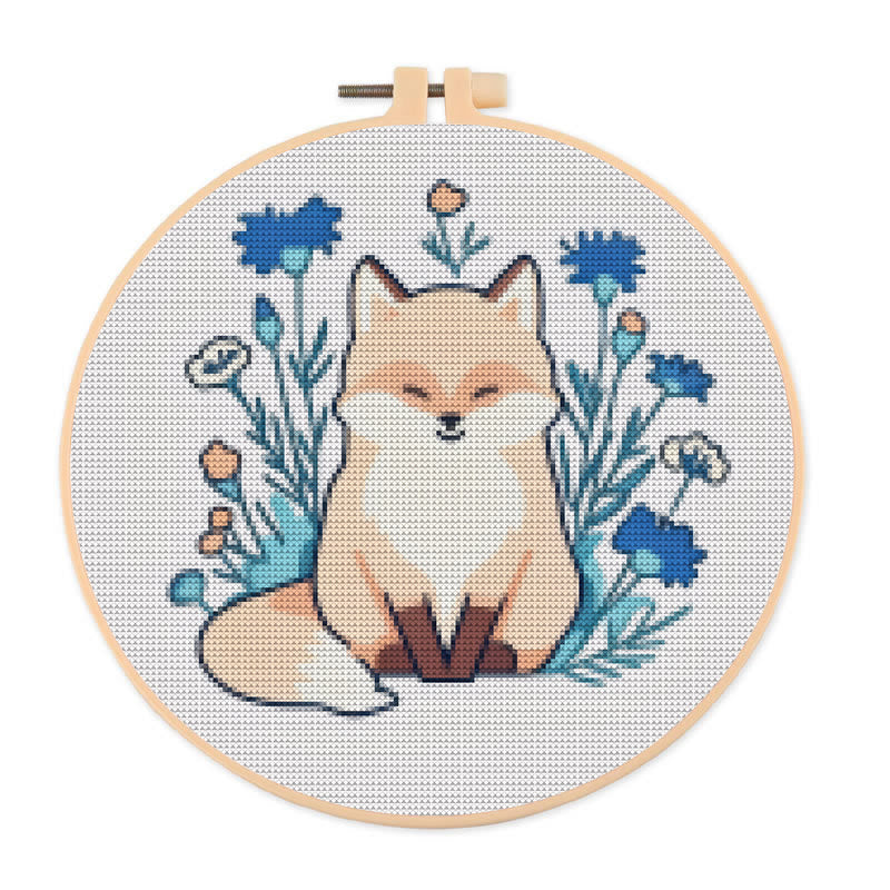  Cross Stitch Kit - Lovely Fox | Diy Animal Needlework | Perfect Craft For Decoration - 20×20cm - image 0