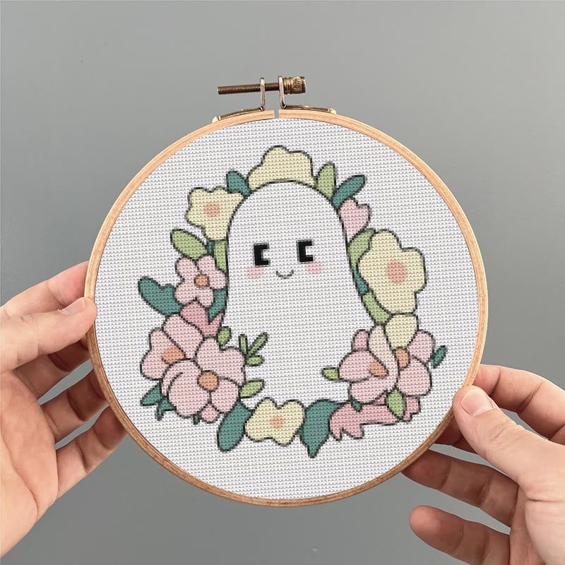  Cross Stitch Kit - Charming Ghost | Unique Floral Craft | Nice For Holiday Ornament - image 7