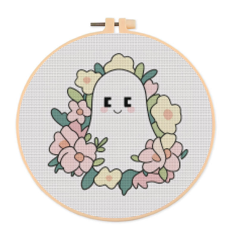  Cross Stitch Kit - Charming Ghost | Unique Floral Craft | Nice For Holiday Ornament - 20×20cm - image 0