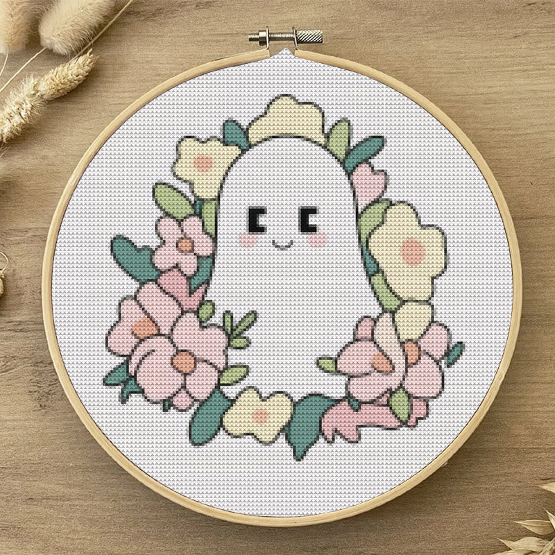  Cross Stitch Kit - Charming Ghost | Unique Floral Craft | Nice For Holiday Ornament - image 3