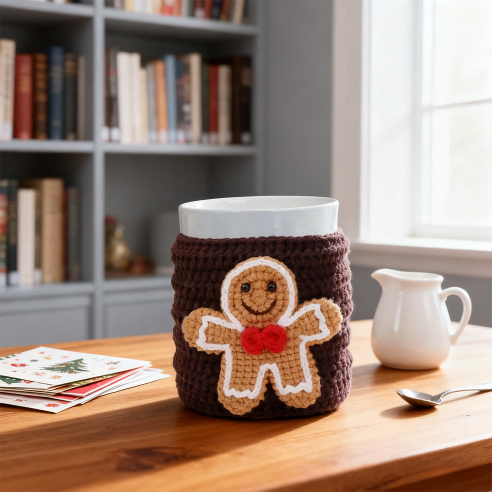 Diy Handmade  Christmas Cup Sleeve Series Crochet Kit -  Creative Handmade Christmas Craft | Perfect Housewarming Gift - Gingerbread man - image 4