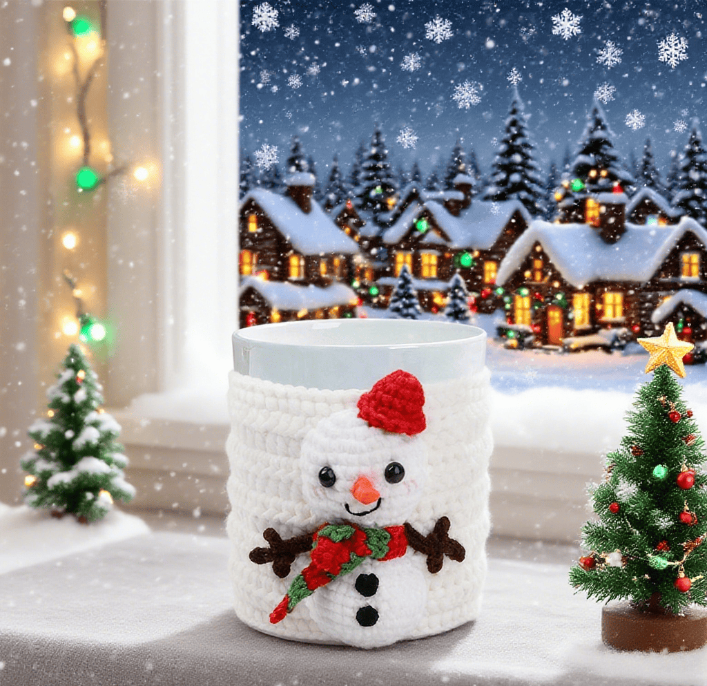 Diy Handmade  Christmas Cup Sleeve Series Crochet Kit -  Creative Handmade Christmas Craft | Perfect Housewarming Gift - Snowman - image 0