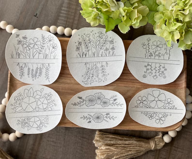 Christmas Stick And Stitch Patterns | Diy Floral Pocket Pair Stick | Creative Pocket Stitch Design  - 6pcs - image 1