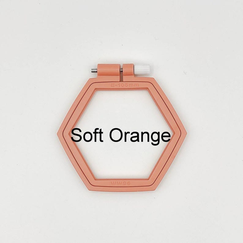 Small Hexagon Embroidery Plastic  Hoop - Colourful Stitch Frames | Perfect Frame For Stitchwork - Soft Orange - 2pcs - image 9