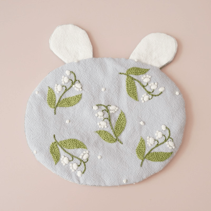 Embroidery Rabbit Coasters Kit | Creative Handmade Craft | Unique Home Decoration - Lily of the Valley - Blue - image 3
