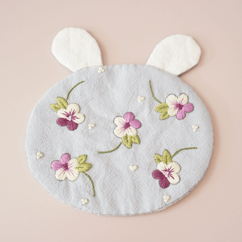 Embroidery Rabbit Coasters Kit | Creative Handmade Craft | Unique Home Decoration - Pansy - Blue - image 6