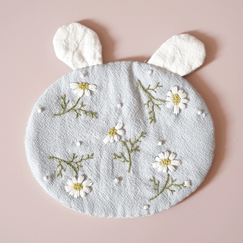 Embroidery Rabbit Coasters Kit | Creative Handmade Craft | Unique Home Decoration - Daisy - Blue - image 4