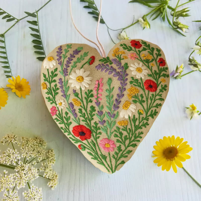 Rubbyoo Heart Embroidery Kit - Colourful Flower | Easy Handmade Floral Art | Perfect For Decoration - image 3