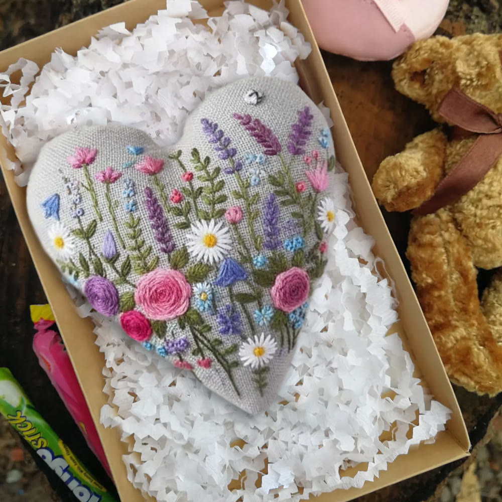 Rubbyoo Heart Embroidery Kit - Charming Flower | Unique Hanging Art | Perfect Handmade Craft For Her  - image 2