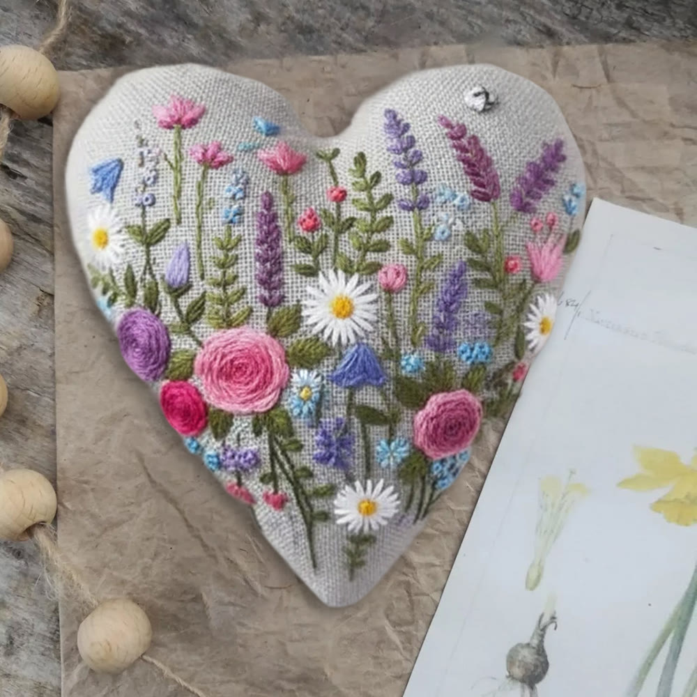 Rubbyoo Heart Embroidery Kit - Charming Flower | Unique Hanging Art | Perfect Handmade Craft For Her  - image 6
