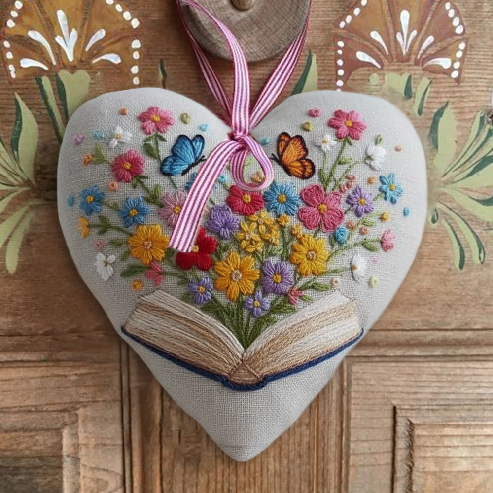 Rubbyoo Heart Embroidery Kit - Floral Book | Diy Stitch Art | Nice Gift For Book Lovers  - image 2
