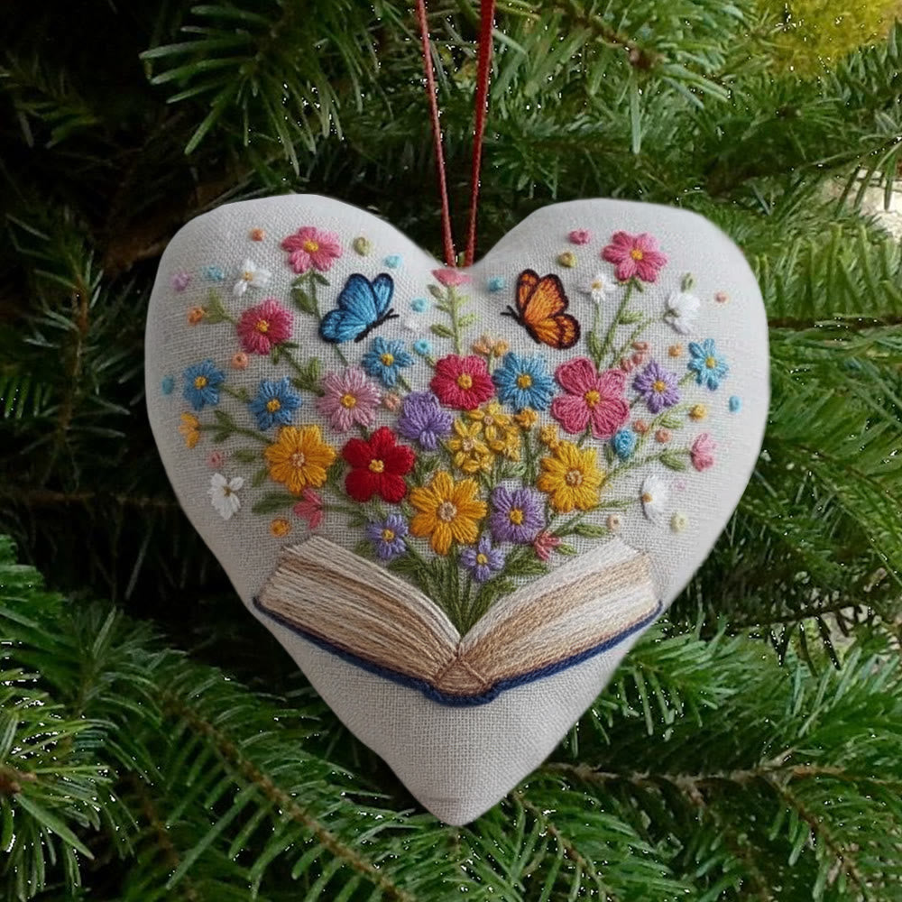 Rubbyoo Heart Embroidery Kit - Floral Book | Diy Stitch Art | Nice Gift For Book Lovers  - image 1
