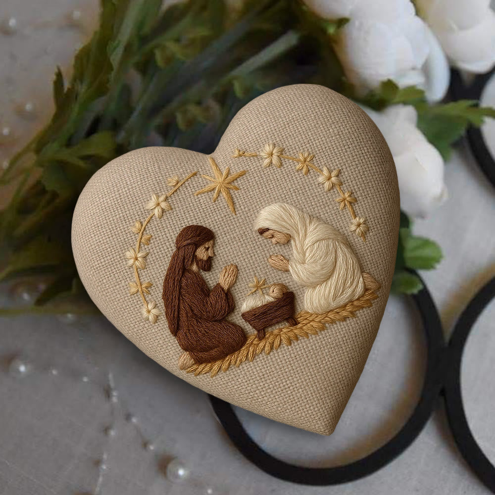 Rubbyoo Heart Embroidery Kit - Nativity Scene | Christmas Hanging Craft | Unique Handmade Art - image 7