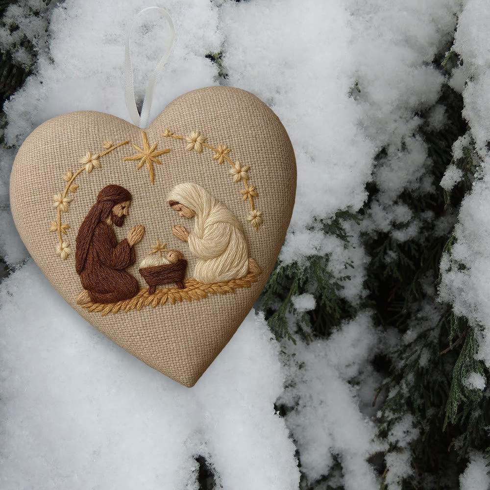 Rubbyoo Heart Embroidery Kit - Nativity Scene | Christmas Hanging Craft | Unique Handmade Art - image 8