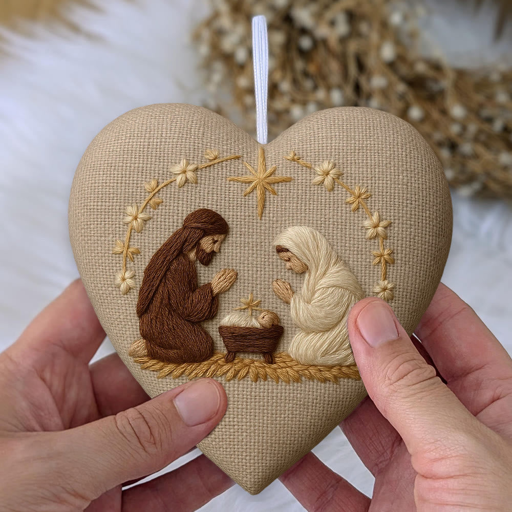 Rubbyoo Heart Embroidery Kit - Nativity Scene | Christmas Hanging Craft | Unique Handmade Art - image 3