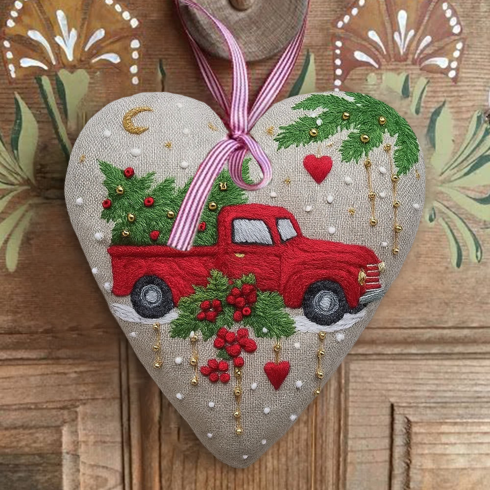Rubbyoo Heart Embroidery Kit - Christmas Truck | Diy Christmas Stitch | Perfect Handmade Gift  - image 2
