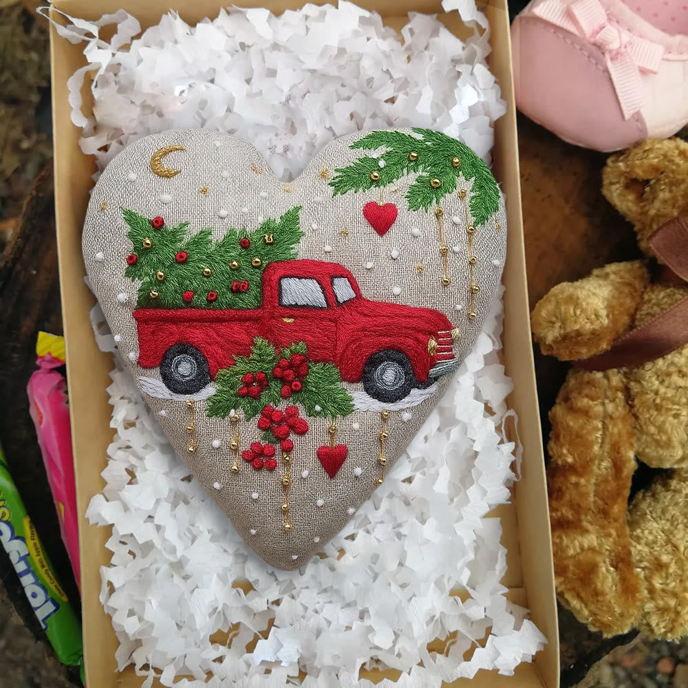 Rubbyoo Heart Embroidery Kit - Christmas Truck | Diy Christmas Stitch | Perfect Handmade Gift  - image 3