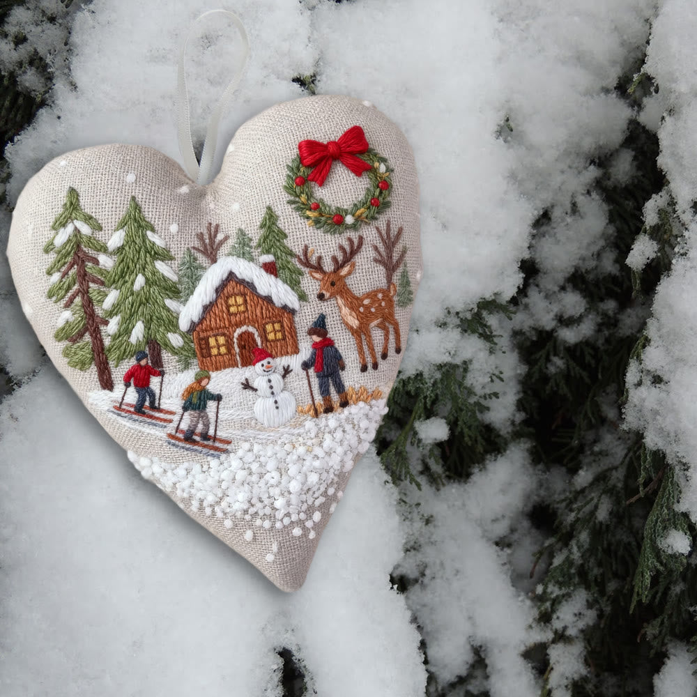 Rubbyoo Heart Embroidery Kit - Winter Skiing | Christmas Stitch Art | Diy Handmade Craft  - image 6