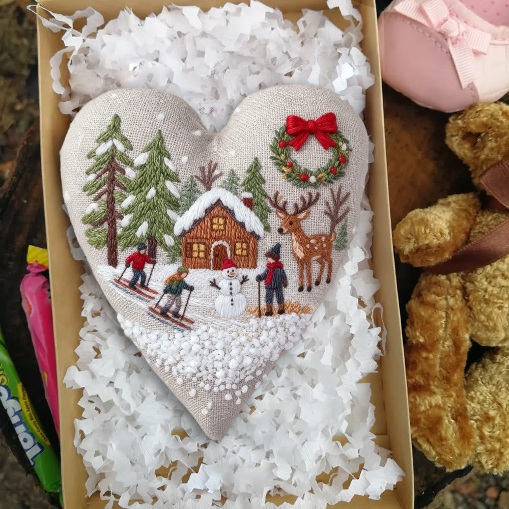 Rubbyoo Heart Embroidery Kit - Winter Skiing | Christmas Stitch Art | Diy Handmade Craft  - image 9