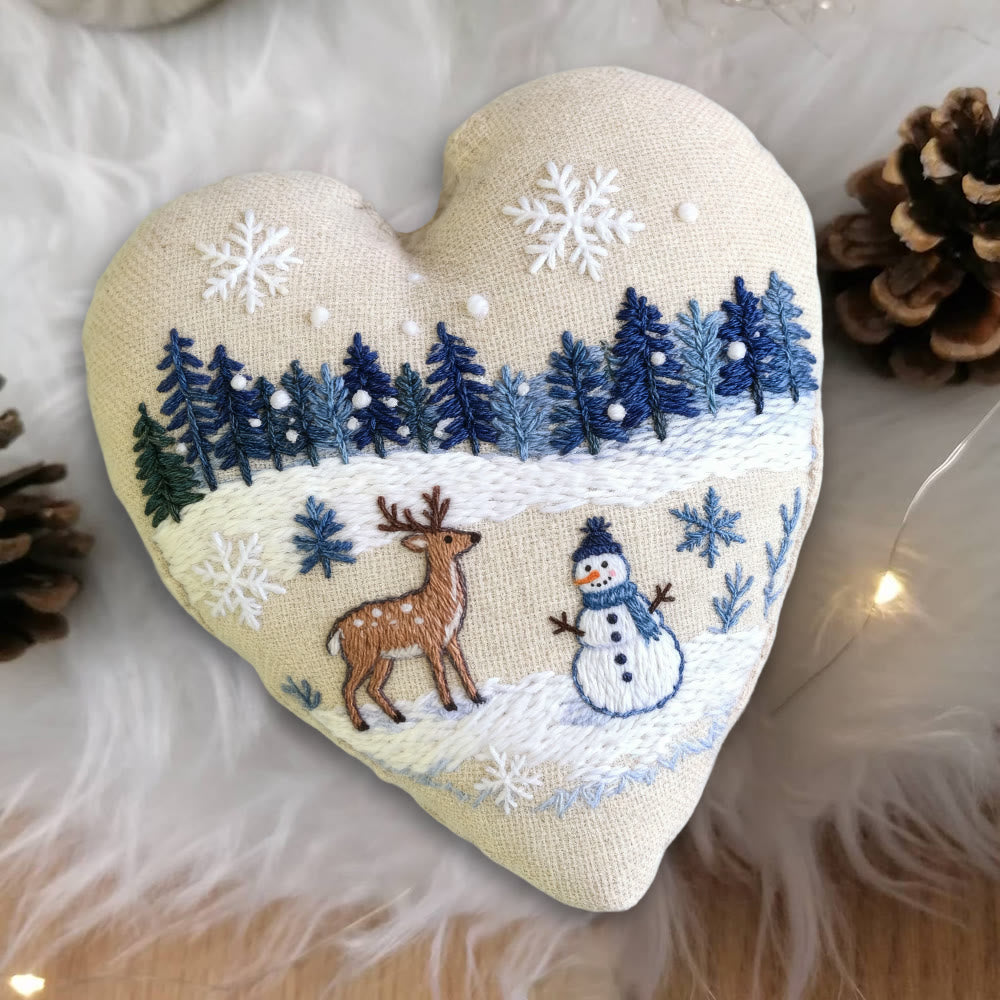Rubbyoo Heart Embroidery Kit - Deer And Snowman | Handmade Winter Craft | Diy Home Decoration  - image 4